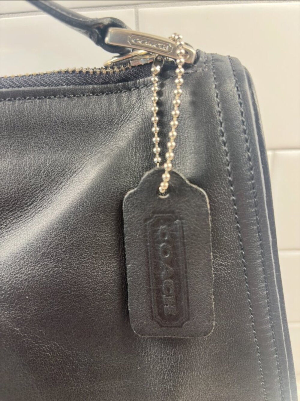 Vintage Coach Monterey Hobo Bag. Black Leather, Silver Hardware, #6143 - Picture 11 of 13
